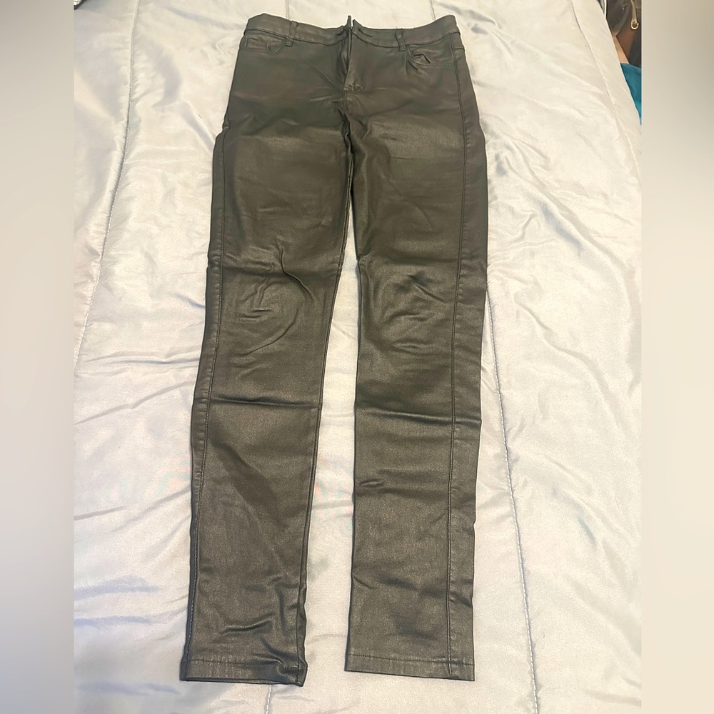 Apperloth AA Pants Faux Leather Pants Size Small Skinny High Rise Button Front